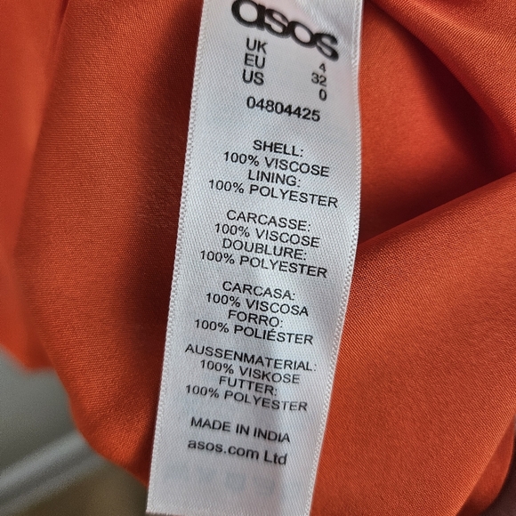 ASOS Crepe Sheer Peplum Ruffle Shoulder Dress Fully Lined Size 0 Red Floral 1518 - Picture 4 of 15